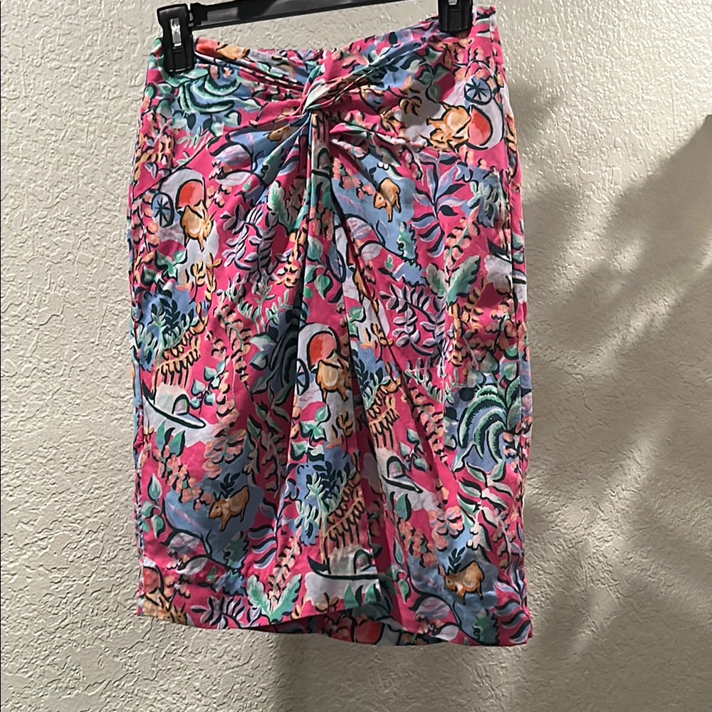 J. McLaughlin Pink and Blue Pencil Skirt